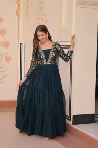 Rama Sequins Zari Embroidered gown