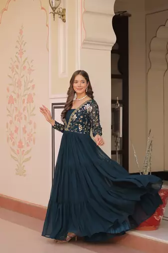 Rama Sequins Zari Embroidered gown