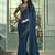 Blue embroidered georgette wedding party wear saree with heavy work blouse