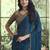 Blue embroidered georgette wedding party wear saree with heavy work blouse