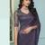 Pastel mauve purple embroidered georgette wedding party wear saree with heavy work blouse