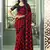 Red black embroidered chiffon wedding party wear saree with heavy work blouse