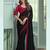 Black embroidered chiffon wedding party wear saree with heavy work blouse
