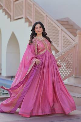 Pink Sequins Zari Embroidered gown 1