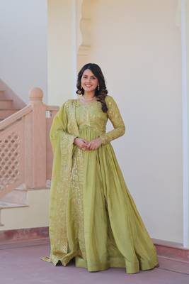 Green Sequins Zari Embroidered gown 1