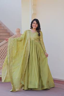 Green Sequins Zari Embroidered gown 4