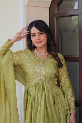 Green Sequins Zari Embroidered gown 5