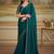 Dark teal shining faux georgette embroidered border party trendy saree