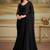 Black faux satin chiffon embroidered border party trendy saree