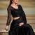 Black faux satin chiffon embroidered border party trendy saree