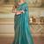 Aqua blue checks faux georgette embroidered border party trendy saree