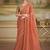 Dark peach gold faux georgette embroidered border party trendy saree