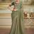 Pista green gold faux georgette embroidered border party trendy saree
