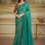 Turquoise gold faux georgette embroidered border party trendy saree
