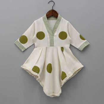 Off white rayon co-ord set for girls | soft rayon top with printed rayon bottom | casual kids wear outfit 2