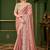 Peach faux satin georgette silk embroidered designer occasion wear saree