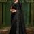 Black color faux satin georgette embroidered saree with heavy work blouse