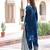 Blue velvet rich sequins embroidered kurta with pant and heavy dupatta