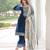 Blue velvet rich sequins embroidered kurta with pant and heavy dupatta