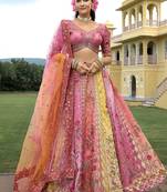 Multicolor Embroidered Art Silk Designer Wedding Lehenga Choli