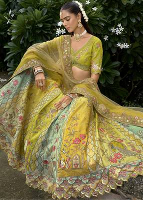 Multicolor Embroidered Art silk blend Wedding Lehenga Choli 2