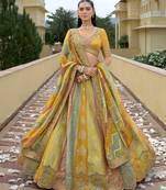 Multicolor Embroidered Art Silk Designer Wedding Lehenga Choli