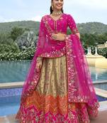 Multicolor Embroidered Art Silk Wedding Lehenga Choli
