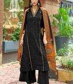 Women Barline Viscose & Handwork Kurta With Trousers And Dupatta