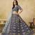 Navy Blue Art Silk Embroidered Lehenga Choli Set for Wedding