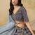 Navy Blue Art Silk Embroidered Lehenga Choli Set for Wedding