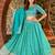 Turquoise Leheriya Print With Embroidered Faux Georgette Lehenga Choli