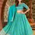 Turquoise Leheriya Print With Embroidered Faux Georgette Lehenga Choli