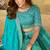 Turquoise Leheriya Print With Embroidered Faux Georgette Lehenga Choli