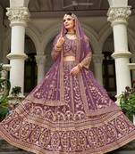 Purple Butterfly Net With Embroidered Work Stunning Lehenga For Wedding Season