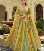 Multicolor Art Silk with Embroidered Cut Work Readymade Bridal Lehenga Choli- Full Stitched Free size