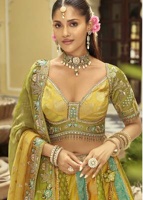 Multicolor Art silk blend Embroidered Work Bridal Lehenga Choli 2