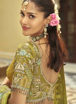 Multicolor Art silk blend Embroidered Work Bridal Lehenga Choli 3