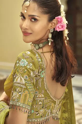 Multicolor Art silk blend Embroidered Work Bridal Lehenga Choli