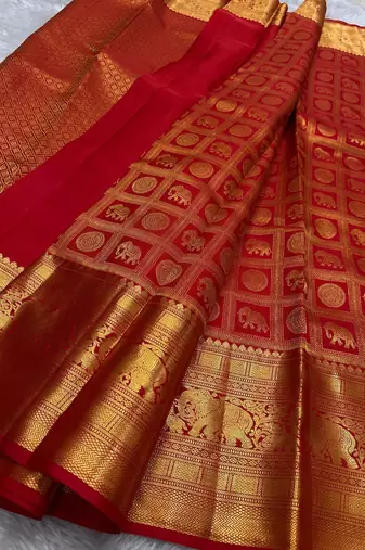 maroon art silk woven designer saree with rich border
