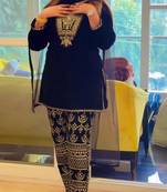 velvet sequence embroidery work suit pant with dupatta