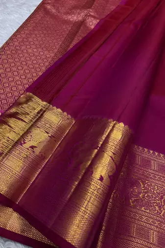 magenta banarasi art silk woven saree with blouse