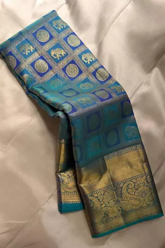 blue banarasi art silk woven saree with blouse