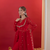 Red Embroidered work gown palazzo with dupatta set