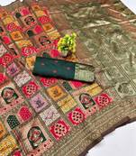 colorful banarasi art silk wedding saree with blouse