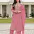 Pink cotton embroidered Embroidered suit-Full Stitched Free size