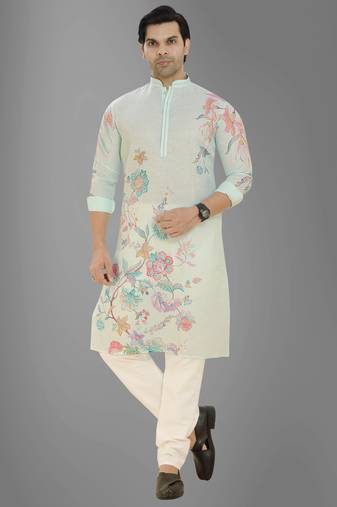 Arruga cotton linen floral printed kurta pyjama