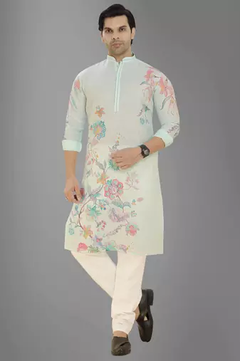 Arruga cotton linen floral printed kurta pyjama