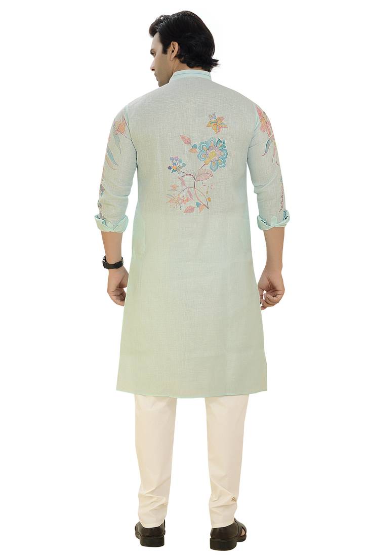 Arruga cotton linen floral printed kurta pyjama
