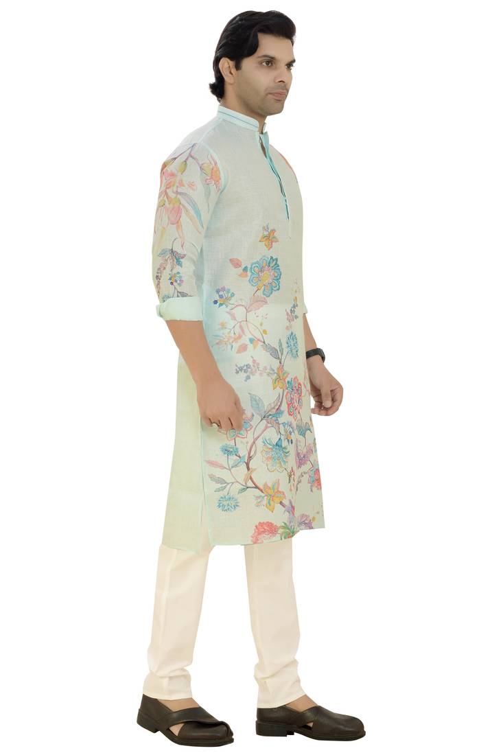 Arruga cotton linen floral printed kurta pyjama