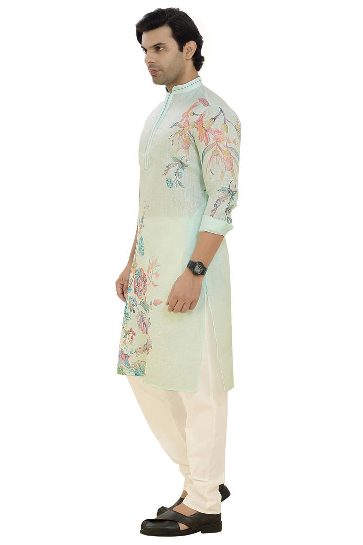 Arruga cotton linen floral printed kurta pyjama